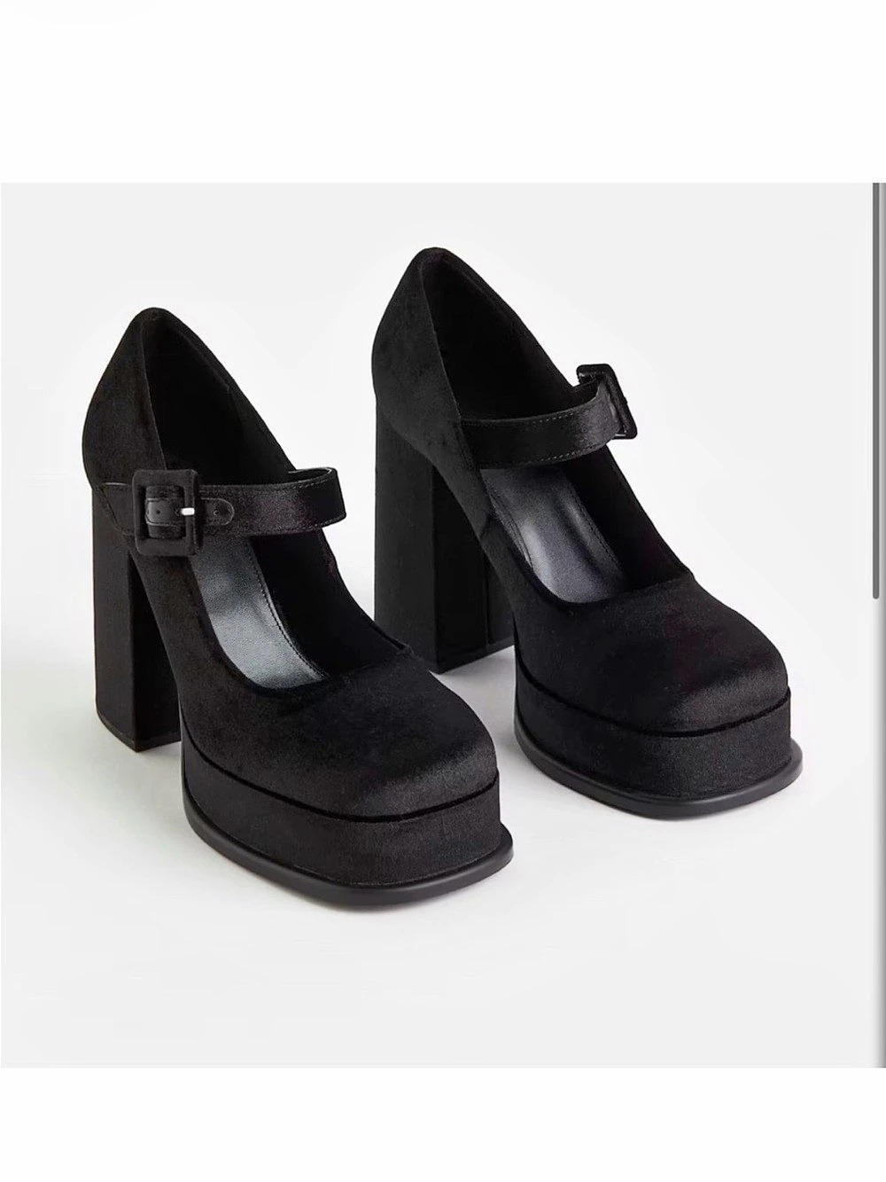 Zara Black Platform Mary Jane Heels EU 39 NWT